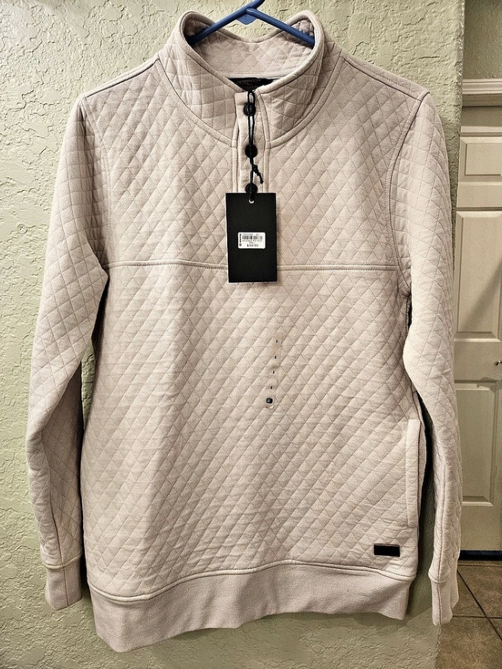 Outpost Quilted Pullover Sweatshirt in Beige Size Mens Small NWT